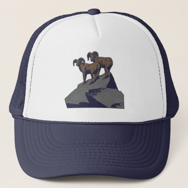 Bighorn Sheep American West Wildlife Trucker Hat (Front)