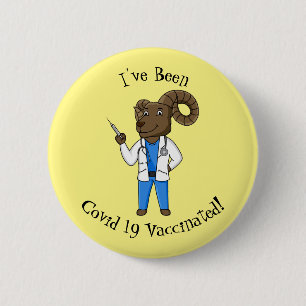 Bighorn sheep doctor cartoon illustration 6 cm round badge