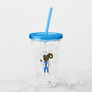 Bighorn sheep doctor cartoon illustration acrylic tumbler