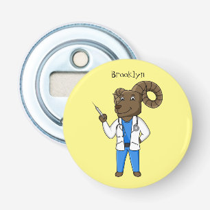 Bighorn sheep doctor cartoon illustration bottle opener