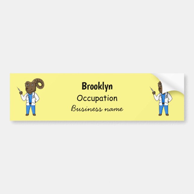 Bighorn sheep doctor cartoon illustration bumper sticker (Front)