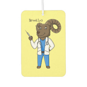 Bighorn sheep doctor cartoon illustration car air freshener