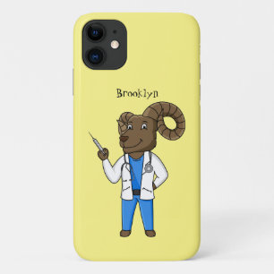Bighorn sheep doctor cartoon illustration iPhone 11 case
