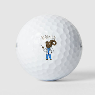 Bighorn sheep doctor cartoon illustration golf balls