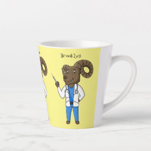 Bighorn sheep doctor cartoon illustration latte mug