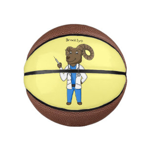 Bighorn sheep doctor cartoon illustration mini basketball