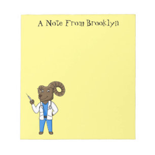 Bighorn sheep doctor cartoon illustration notepad