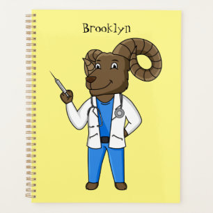 Bighorn sheep doctor cartoon illustration planner
