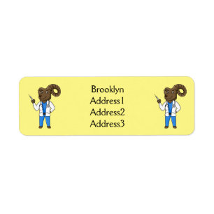 Bighorn sheep doctor cartoon illustration return address label