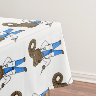 Bighorn sheep doctor cartoon illustration tablecloth