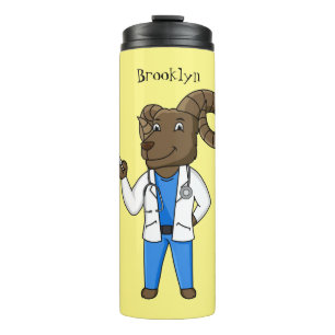 Bighorn sheep doctor cartoon illustration thermal tumbler