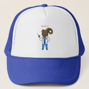 Bighorn sheep doctor cartoon illustration trucker hat