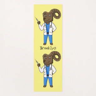 Bighorn sheep doctor cartoon illustration yoga mat