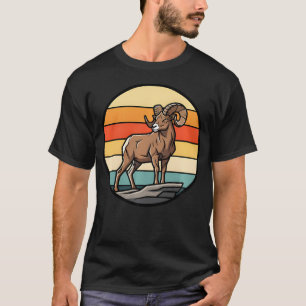 Bighorn Sheep Mountain Retro Sunset T-Shirt