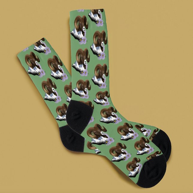 Bighorn Sheep Ram Green Mountains  Socks (Creator Uploaded)