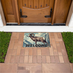 Bighorn Sheep Rocky Mountain Wildlife Rustic Doormat
