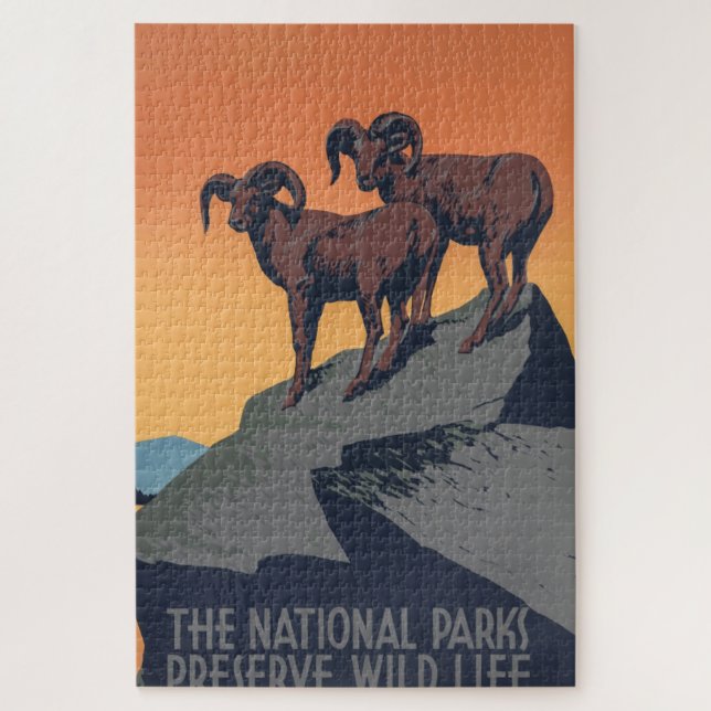 Bighorn Sheep Sunset Poster Jigsaw Puzzle (Vertical)