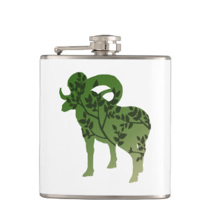 Bighorn Sheep Tree Hip Flask