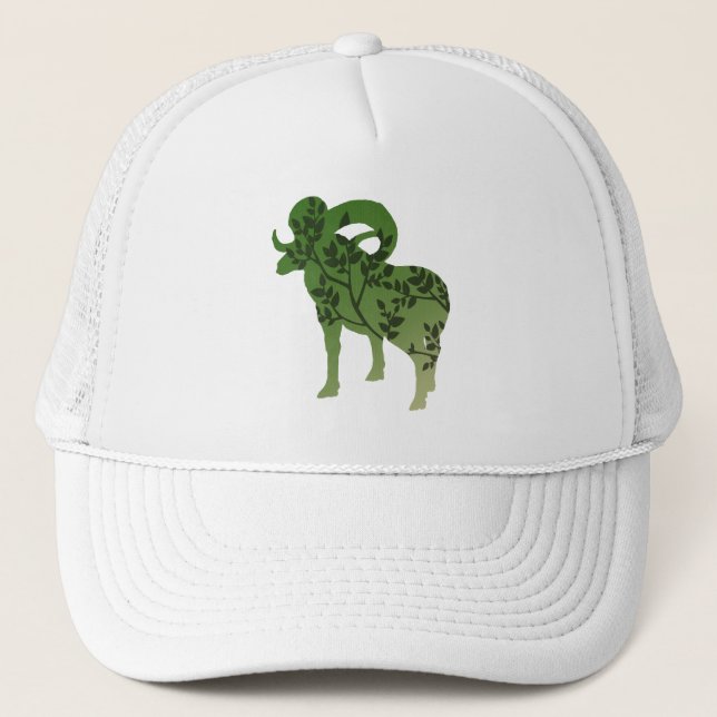 Bighorn Sheep Tree Trucker Hat (Front)