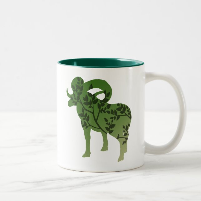 Bighorn Sheep Tree Two-Tone Coffee Mug (Right)