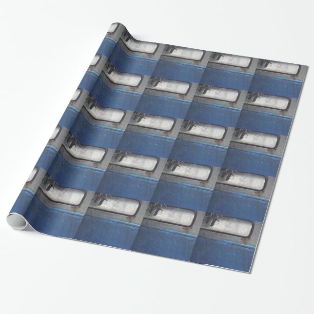 Bight Blue and white vintage truck Wrapping Paper (Unrolled)