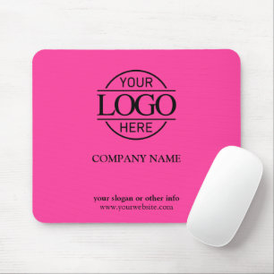 Bight Pink Modern Custom Company Business Logo Mouse Pad
