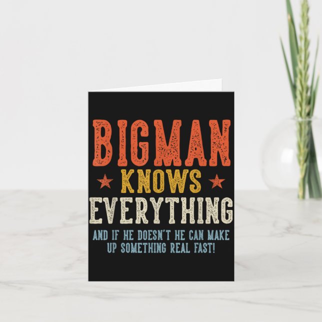 Bigman knows everything father's day retro vintage card (Front)
