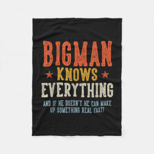 Bigman knows everything father's day retro vintage fleece blanket