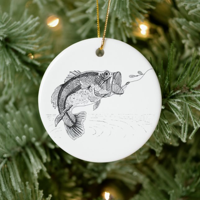 Bigmouth, Largemouth Bass -- Big Fish after Lure K Ceramic Ornament (Tree)