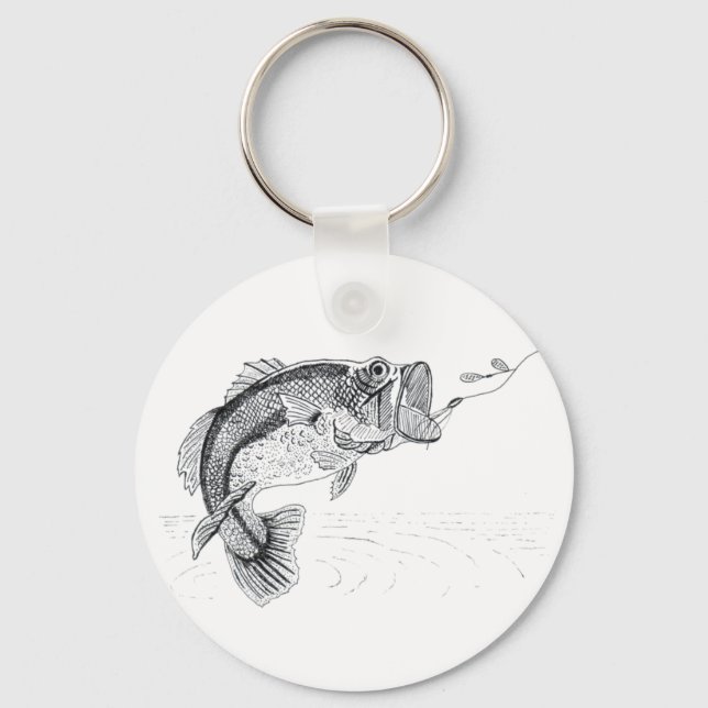 Bigmouth, Largemouth Bass -- Big Fish after Lure Key Ring (Front)
