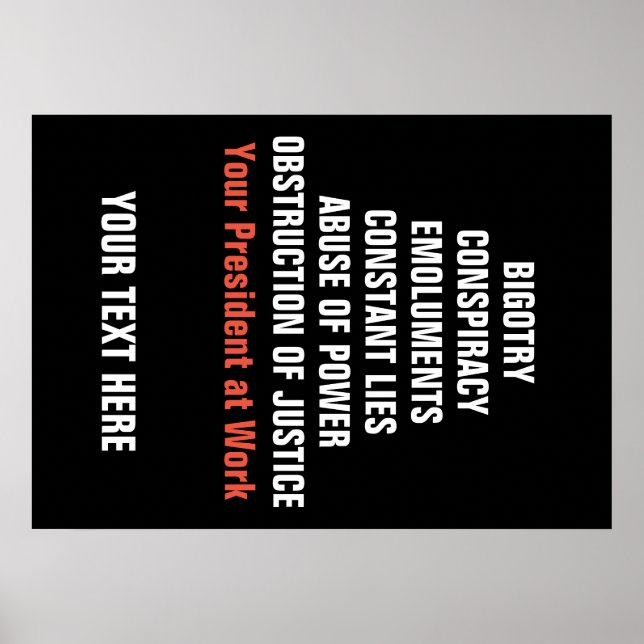 Bigotry Collusion Emoluments Obstruction Impeach Poster (Front)