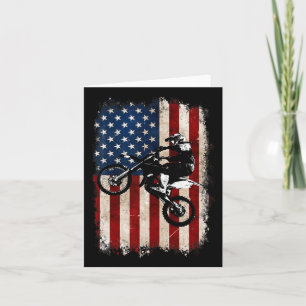 Bike American Flag Motocross Biker 4th Of July Men Card