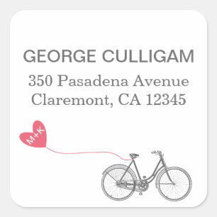 Bike and heart Adress Label - wedding postage
