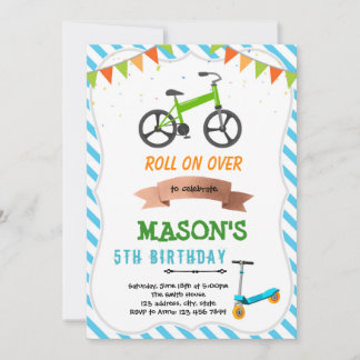 Bike and scooter party invitation