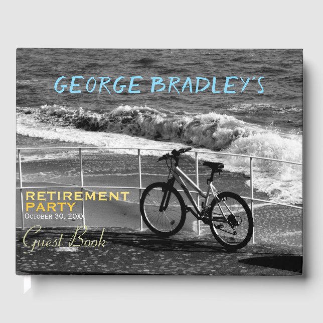 Bike and Sea Retirement Party Custom Guest Book (Front)