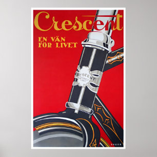 Bike Art Swedish Cycling Poster Crescent Bicycle