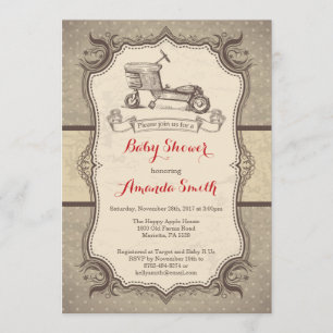 Bike Baby Shower Invitation Vintage Retro
