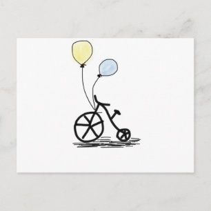 bike balloon party custom personalise Anniversary Invitation Postcard