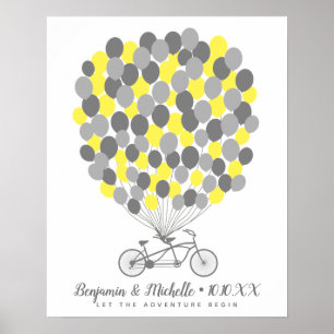 Bike & Balloons Guest Book Poster - 100 Spaces