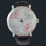 bike , bicycle ; biking / cycling watch<br><div class="desc">Elegant bicycle design. Four bikes in circle. Hey biker! never be late for the bike ride - you can edit it ("customise it" button) and change the background colour</div>