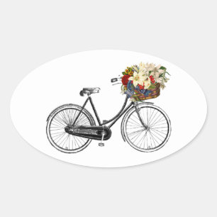 Bike bicycle flower pretty scrapbook sticker