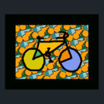 bike bikes pop art decor<br><div class="desc">A cool and decorative bike illustration - it's a colour pop style bicycle over a bikes pattern with a black frame</div>