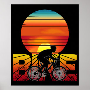 BIKE BIKING SUNSET POSTER