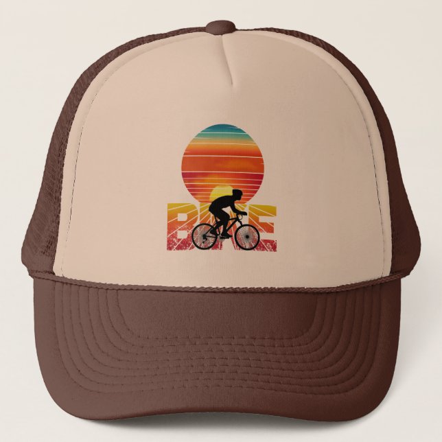 BIKE BIKING SUNSET TRUCKER HAT (Front)