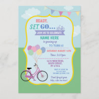 Bike Birthday Bicycle Ride Balloons Party Pink