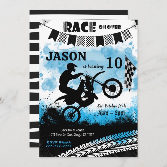 Bike Birthday Invitation  (Front/Back)