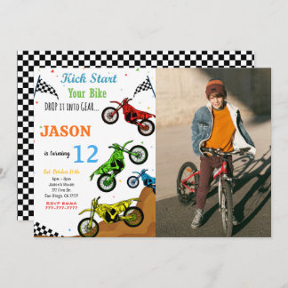 Bike Birthday Photo Invitation