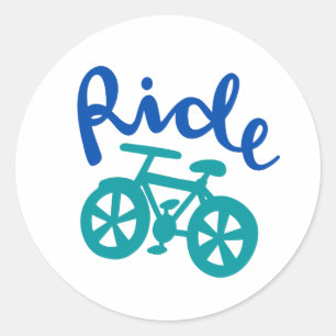 Bike, Blue and Teal Design Classic Round Sticker