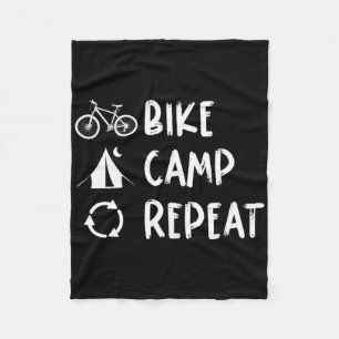 Bike Camp Repeat Mountain Biking Ckpacking Cycling Fleece Blanket