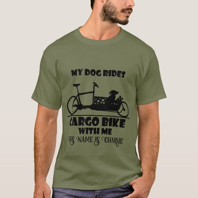 bike, cargo bike, dog with name, T-Shirt (Front)